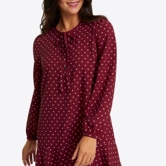 Draper James merlot Polka Dot Rosanne Shift Dress - Picture 12 of 12